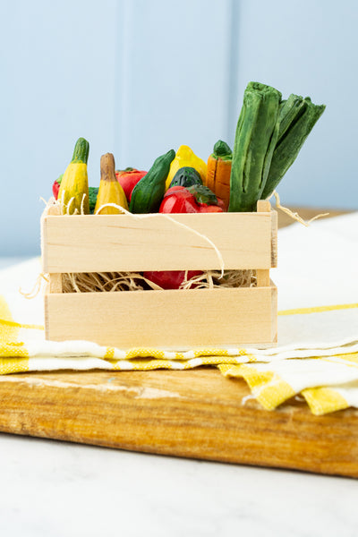 Danish Crate of Miniature Fruits and Veggies