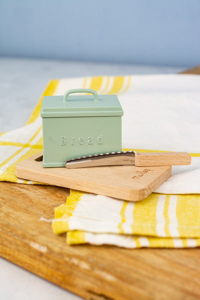 Danish Miniature Bread Box with Cutting Board & Knife