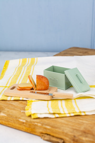 Danish Miniature Bread Box with Cutting Board & Knife