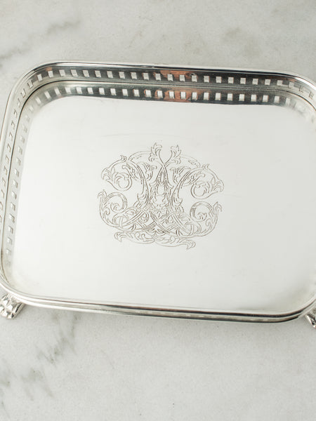 Small Silverplate Gallery Tray-Rectangle