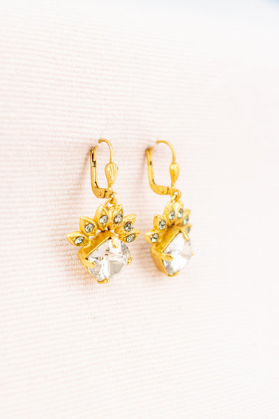 French Crystal Crown Earring