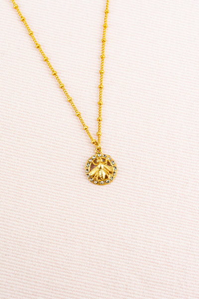 French Rhinestone Bee Necklace
