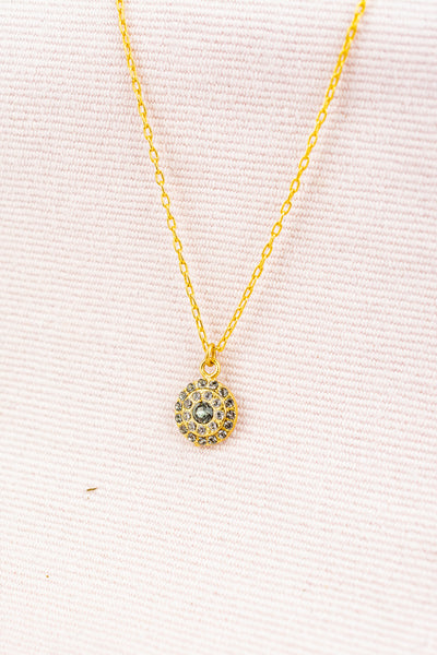 French Round Rhinestone Necklace