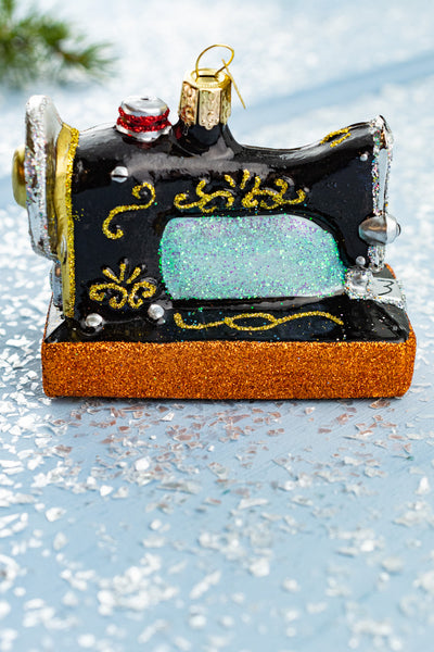 Glass Sewing Machine Ornament