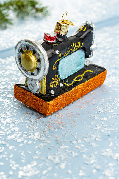 Glass Sewing Machine Ornament