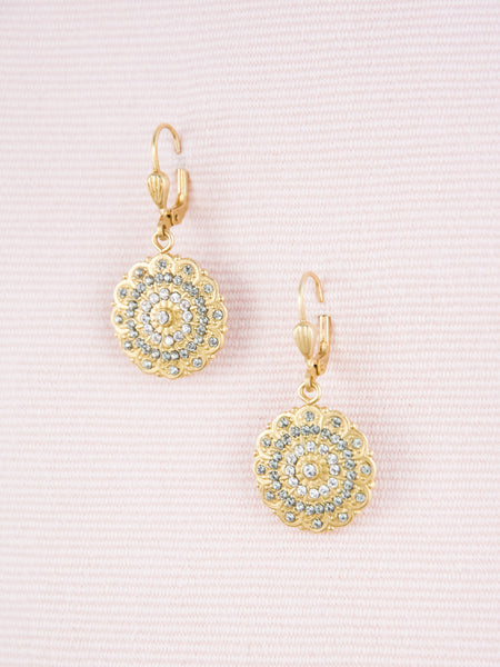 Golden Crystal Medallion Earrings