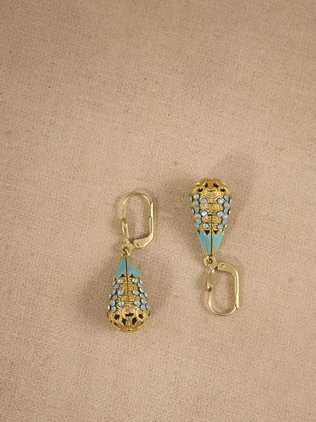 Blue Enamel Drop Earrings