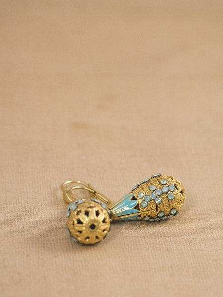 Blue Enamel Drop Earrings
