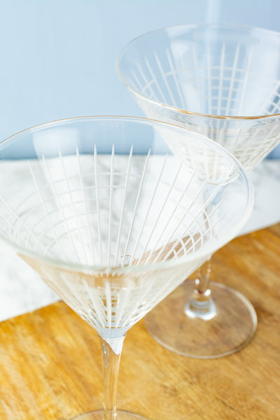 Hand-Engraved Martini Glasses - Set of 2