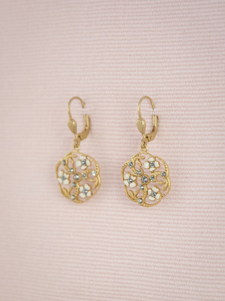 Round Floral Enamel Earrings