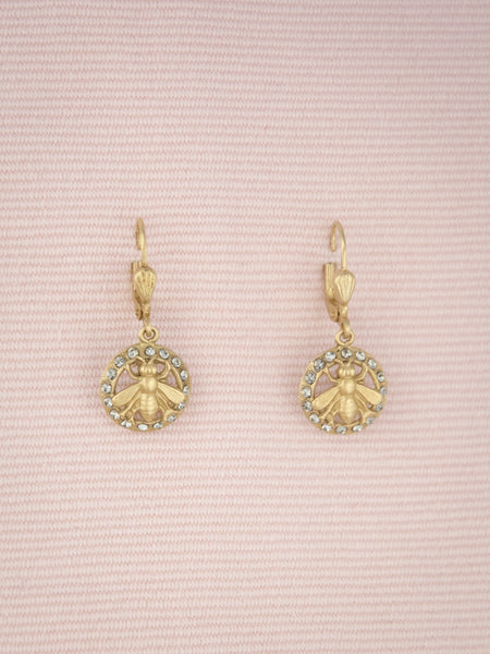 Golden Bee Drop Earrings