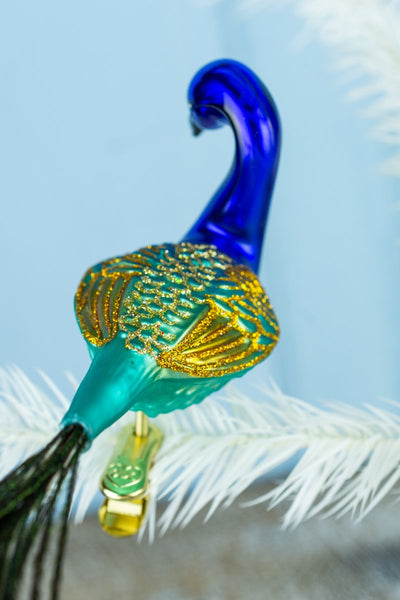 Glass Magnificent Peacock Ornament