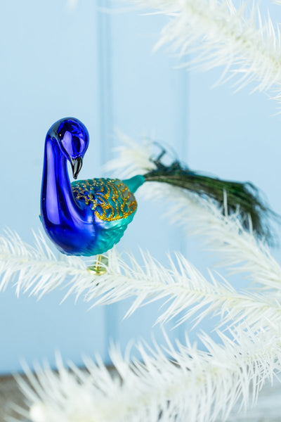 Glass Magnificent Peacock Ornament