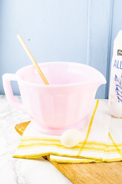 Pink Milk Glass Batter Bowl
