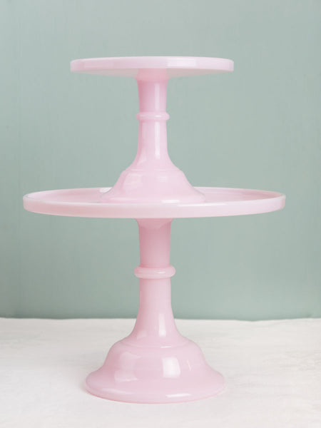 Pink Milk Glass Cake Stand - 10"