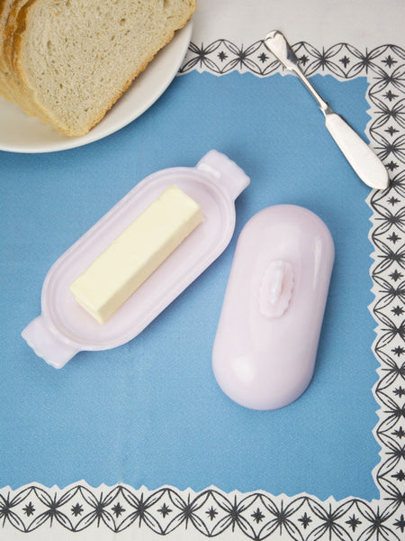 Pink Milk Glass Covered Butter Dish