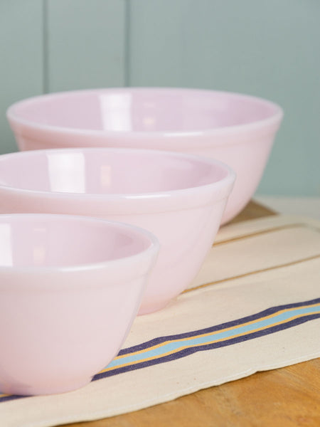 Pink Milk Glass Mixing Bowls - Set of 3