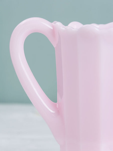 Pink Milk Glass Panel Pitcher