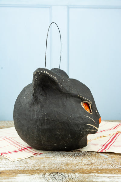 Fierce Feline Paper Mâché Halloween Basket