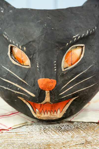 Fierce Feline Paper Mâché Halloween Basket