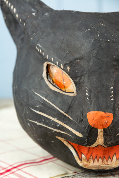 Fierce Feline Paper Mâché Halloween Basket