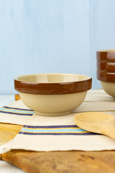 Vintage French Stoneware Rimmed Bowl