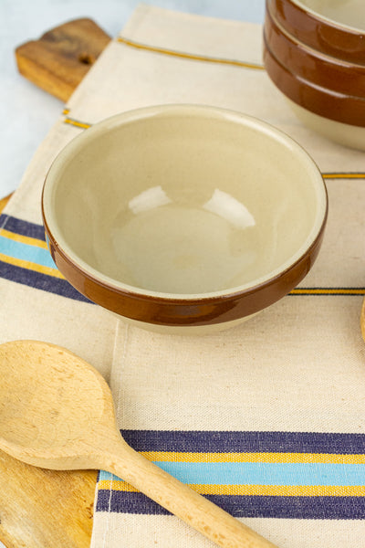 Vintage French Stoneware Rimmed Bowl