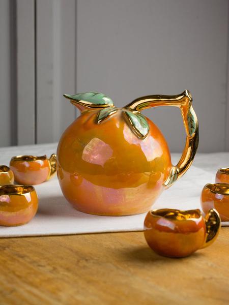 Vintage Lusterware French Orange Eau de Vie Set
