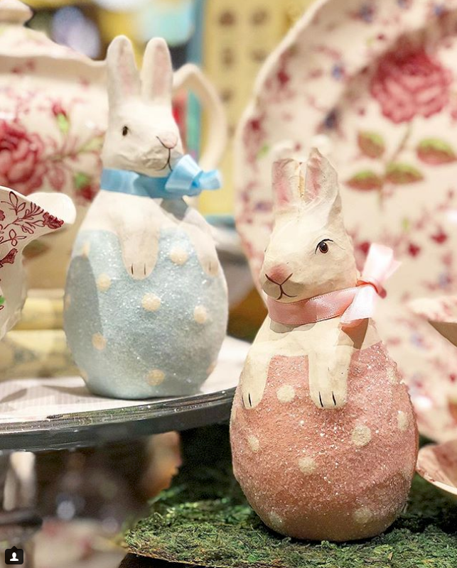 Papier-mâché Bunnies in Glittered Eggs