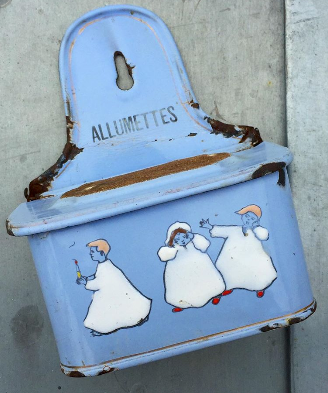 Vintage French Enamelware Match Box