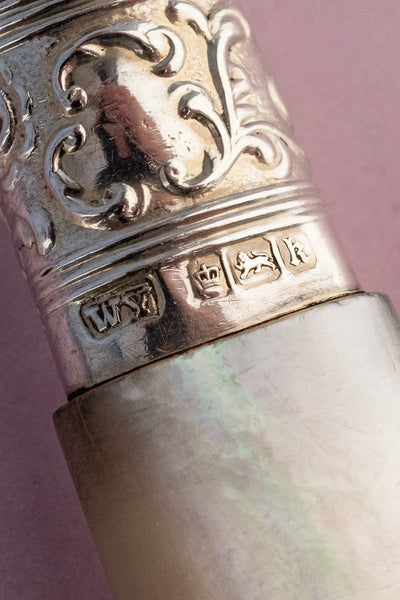 1902 Mother of Pearl and Sterling Cake Knife & Fork