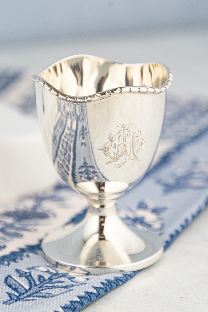 1921 English Silver Egg Cup & Spoon Set