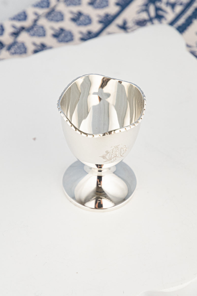 1921 English Silver Egg Cup & Spoon Set