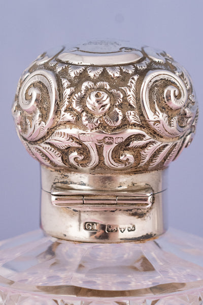 1923 Cut Crystal & Chester Sterling Scent Bottle