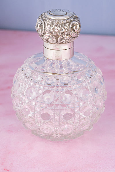 1923 Cut Crystal & Chester Sterling Scent Bottle