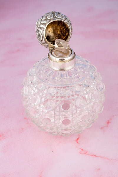 1923 Cut Crystal & Chester Sterling Scent Bottle