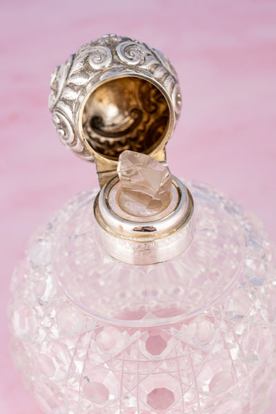 1923 Cut Crystal & Chester Sterling Scent Bottle