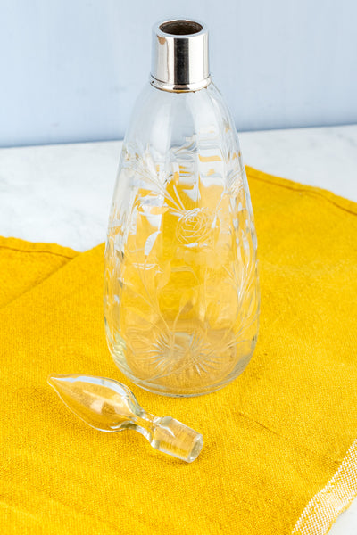 1927 Sterling Collar & Optic Glass Decanter