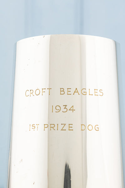 1934 English Silverplate Beagle Trophy Tankard