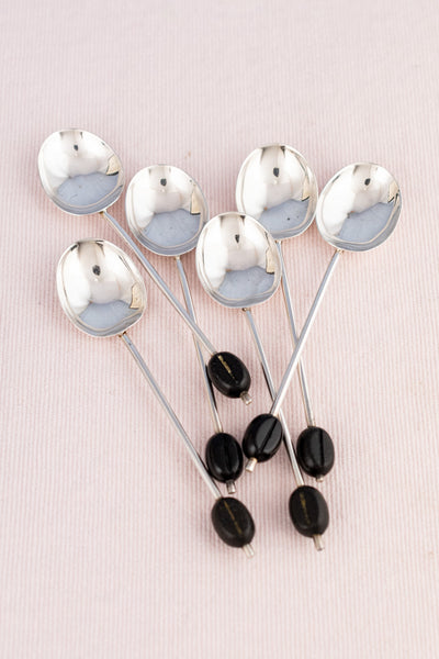 1937 Sterling Coffee Spoons With Coffee Bean Finials - Set of 6
