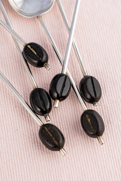 1937 Sterling Coffee Spoons With Coffee Bean Finials - Set of 6