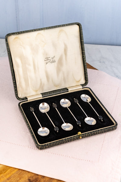 1937 Sterling Coffee Spoons With Coffee Bean Finials - Set of 6