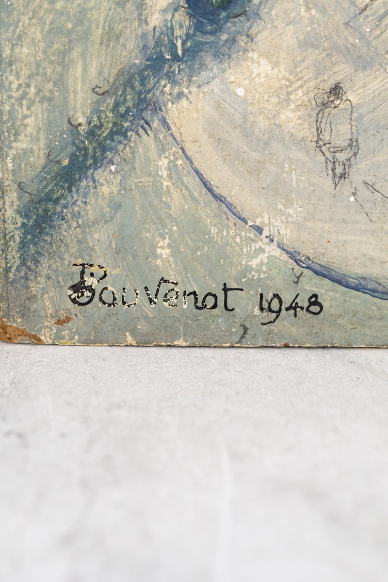 1948 French Streetscape on Board, image 3 of 5