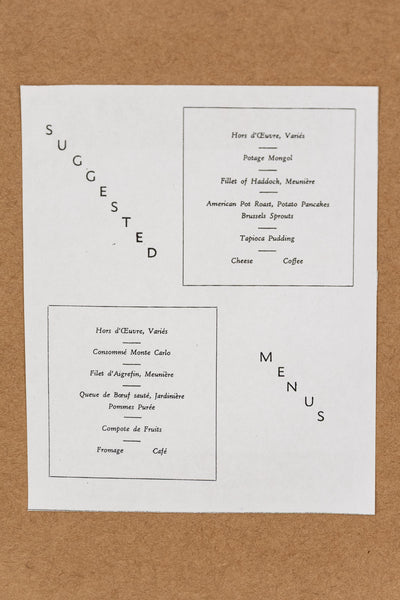 Vintage Framed H.M.S. Queen Elizabeth Cunard Menu