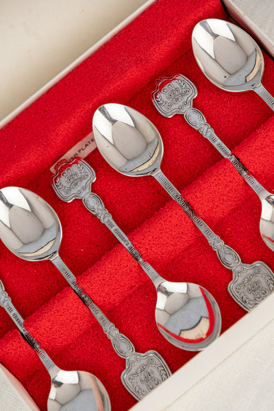 Vintage 1977 Queen Elizabeth Jubilee Silverplate Teaspoon - Set of 6