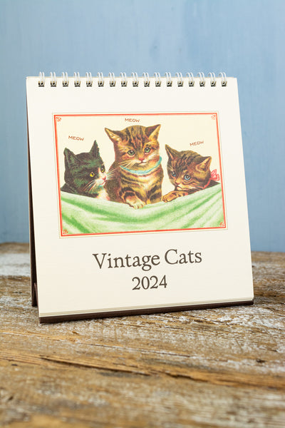 2024 Desk Calendar - Vintage Dogs, Vintage Cats