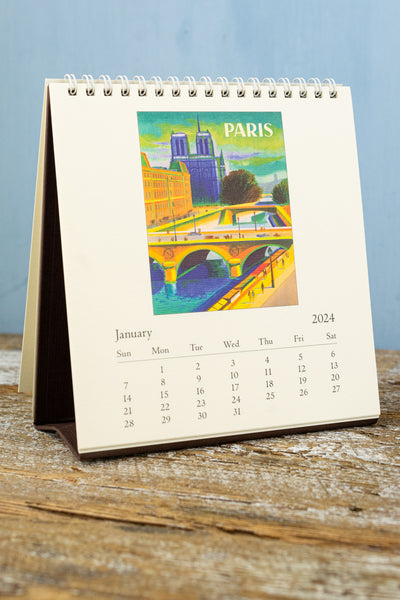 2024 Desk Calendar Europe - Paris, Italy, London