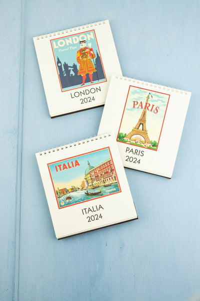 2024 Desk Calendar Europe - Paris, Italy, London