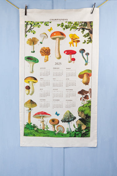 2025 Mushroom Calendar Tea Towel