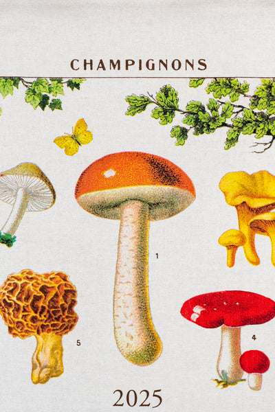 2025 Mushroom Calendar Tea Towel